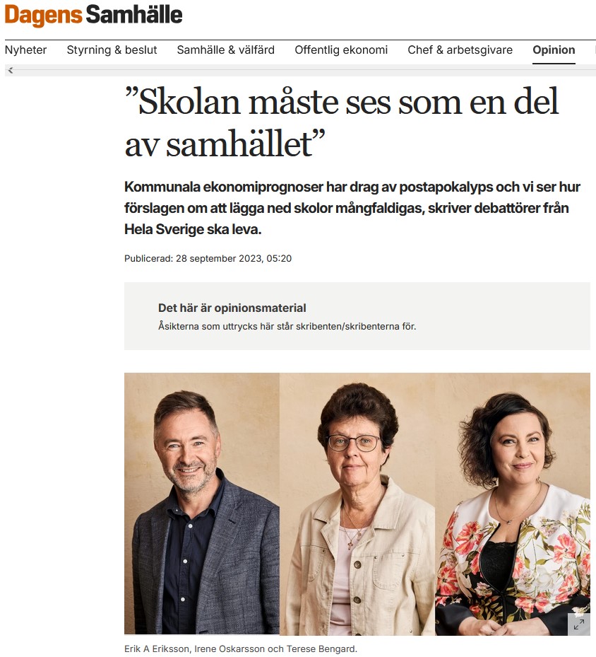 Dagens Samhälle: Skolan måste ses som en del av samhället