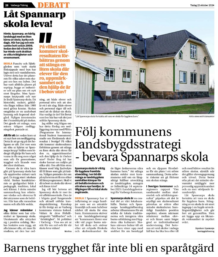 Varbergs Tidning: Barnens trygghet får inte bli en sparåtgärd