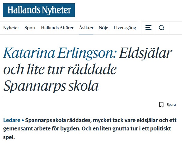 HN: Eldsjälar och lite tur räddade Spannarps skola