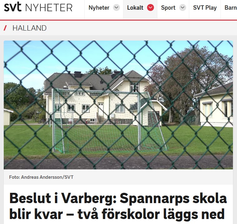 SVT: Beslut i Varberg: Spannarps skola blir kvar