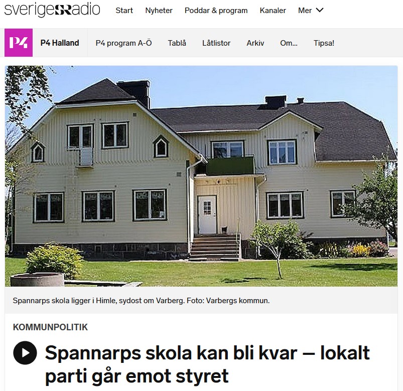 P4 Halland: Spannarps skola kan bli kvar – lokalt parti går emot styret